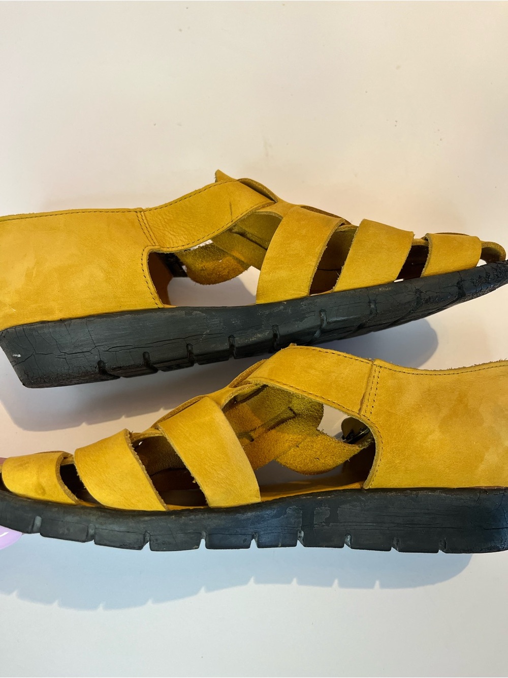 Arche France Yellow Nubuck Leather Sandals Women 37 US 6.5 Comfort Latex Sole - Picture 13 of 13